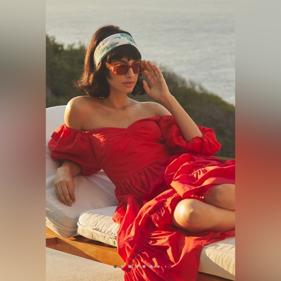 RARE EUC Anthropologie Atsu Off-The-Shoulder Poplin Midi Dress // Size 18W - Picture 9 of 9